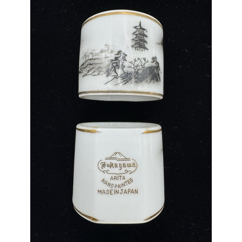 Napkin Ring Fukagawa Arita Hand Painted Napkin Ring Gold Rim Japan Porcelain